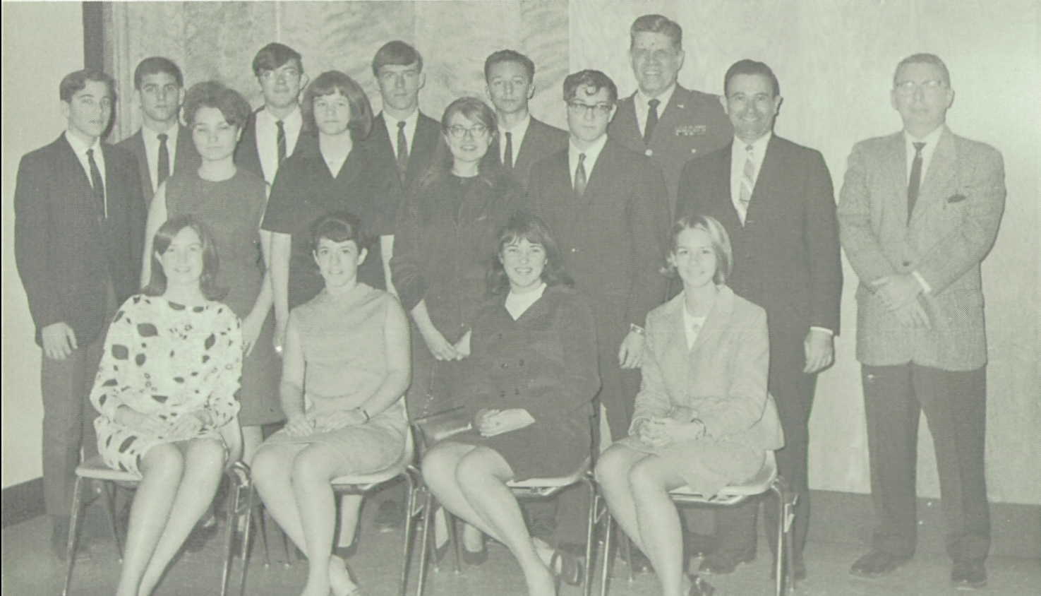 National Honor Society group with Steven Forrest eighth from left in the standing row